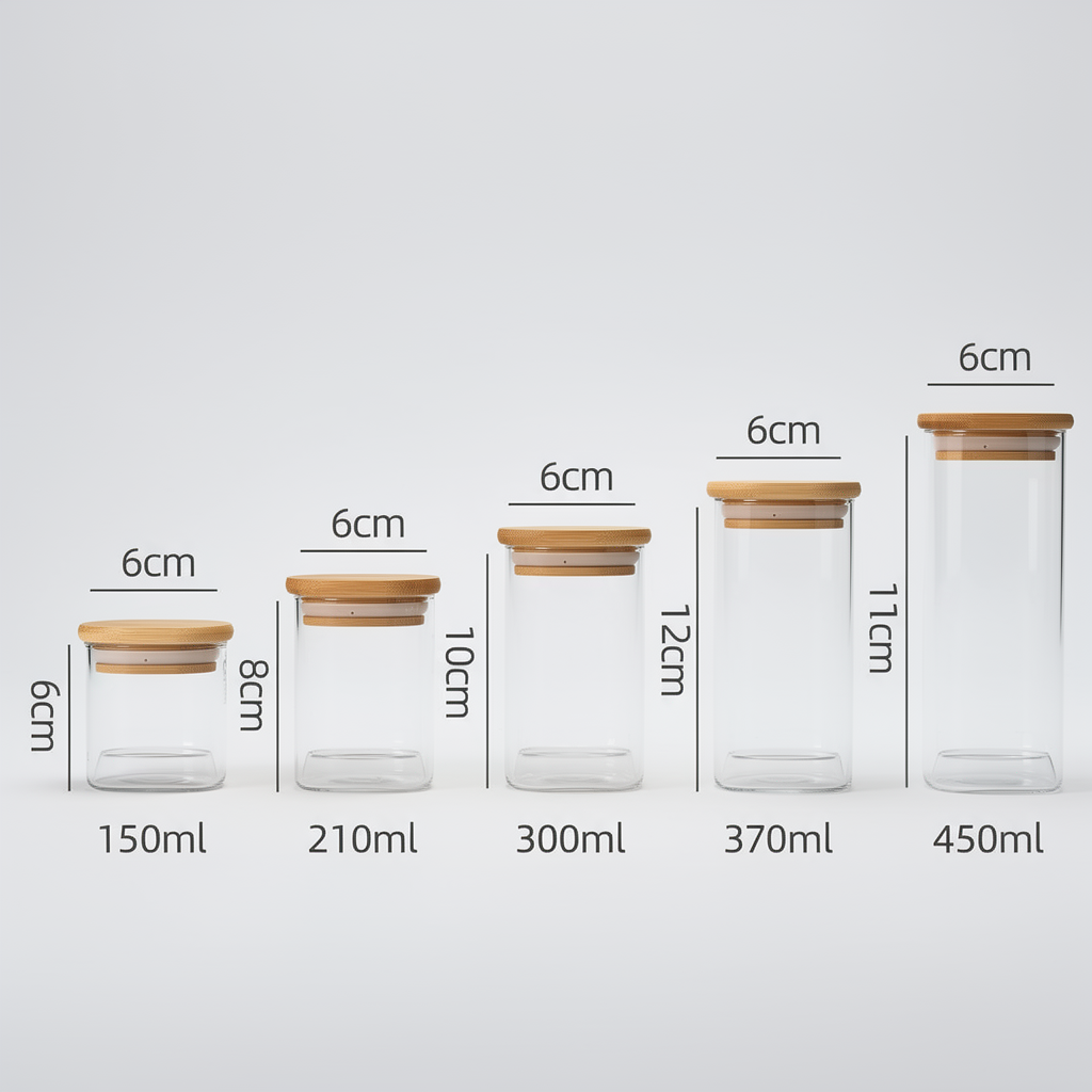 Bocal en verre avec couvercle en bambou