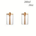 Glass Sugar Container with Spoon 10Oz Glass Jars with Bamboo Lid and Spoon, Bamboo Lid Storage Jar Containers