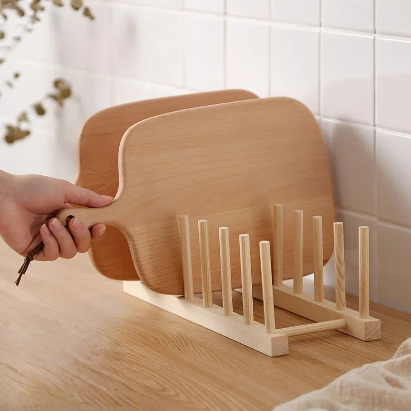 DIY Locker Bamboo Drain Rack Wooden Plate Rack Dish Rack Kitchen Organizer for Plates/Cutting Boards/Plates/Cups/Pot Lid