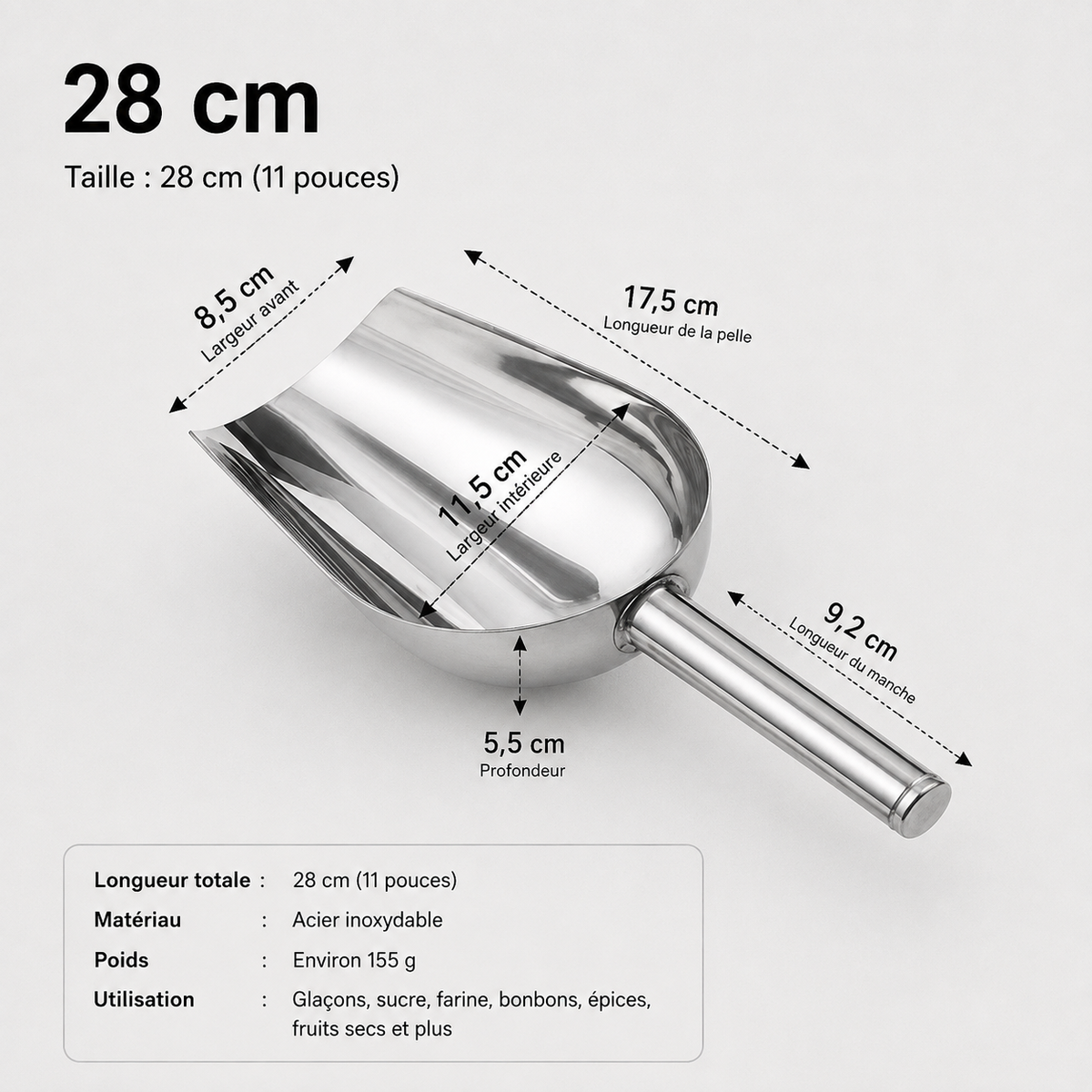Pelle à Glaçons en Inox