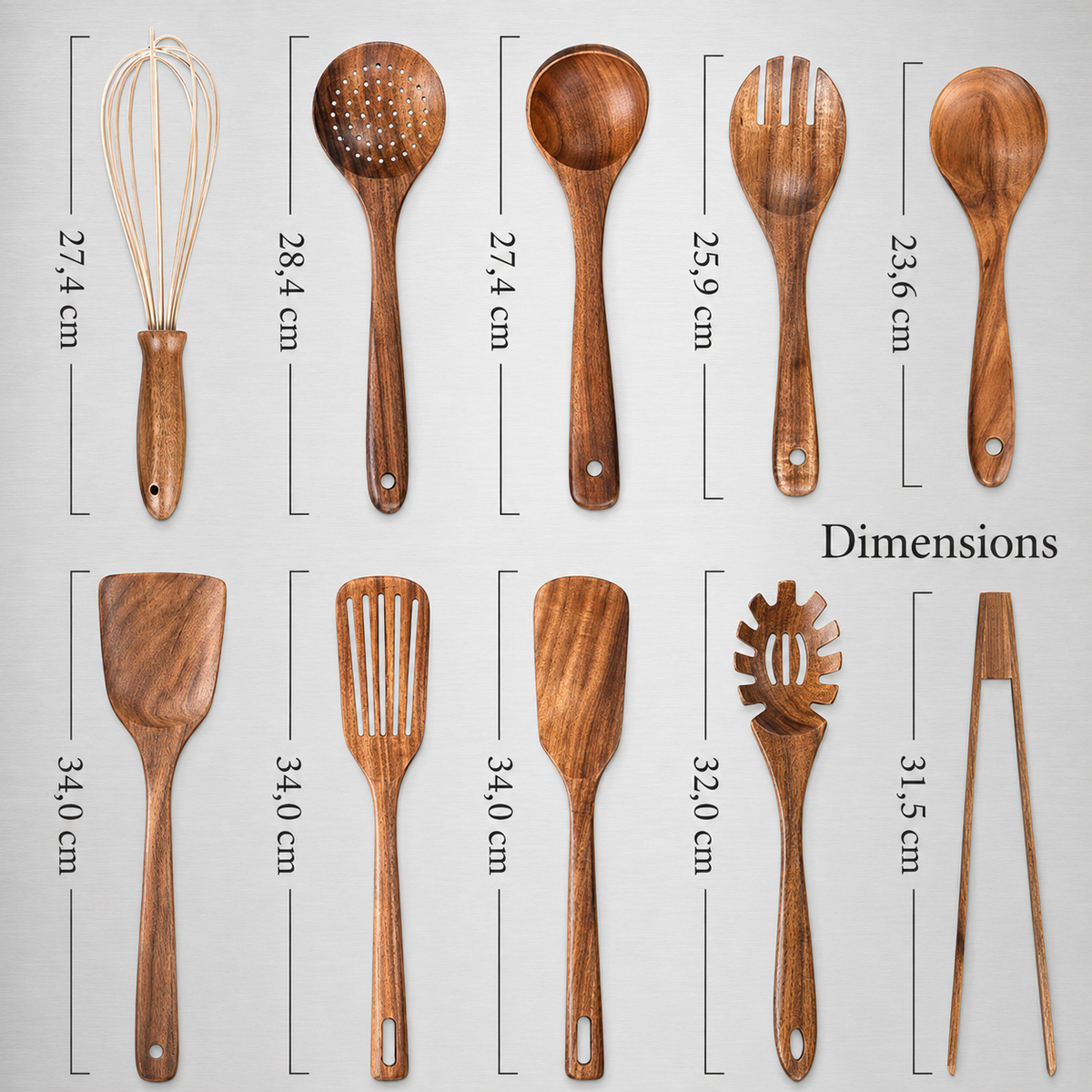 Set de 10 Ustensiles en Bois