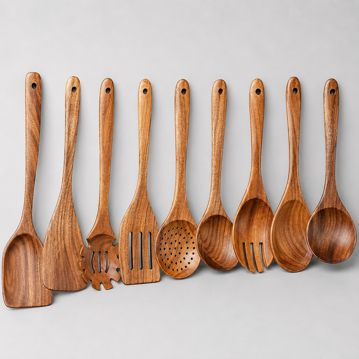 Set de 10 Ustensiles en Bois