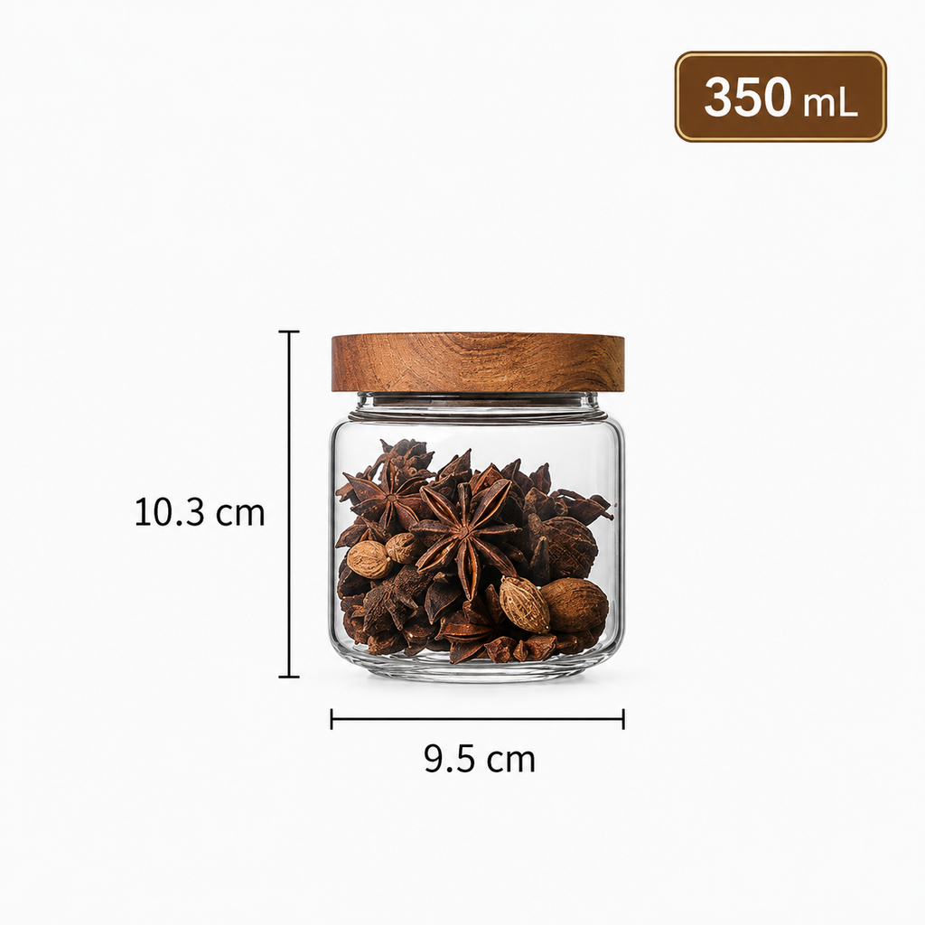 Bocal en Verre avec Couvercle en Bois