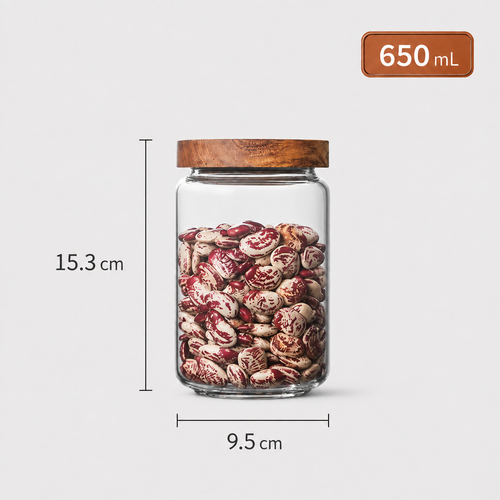 Bocal en Verre avec Couvercle en Bois