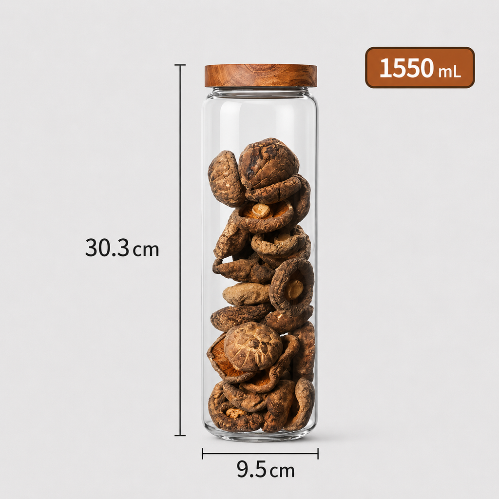 Bocal en Verre avec Couvercle en Bois