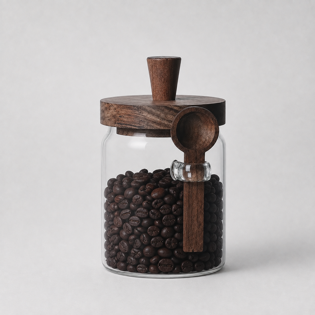 Bocal en Verre avec Couvercle en Bois