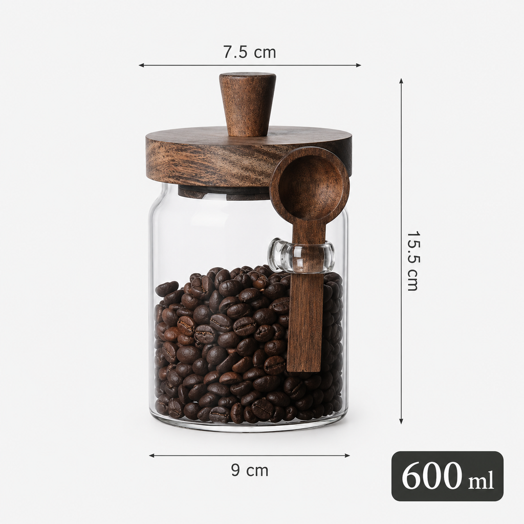 Bocal en Verre avec Couvercle en Bois