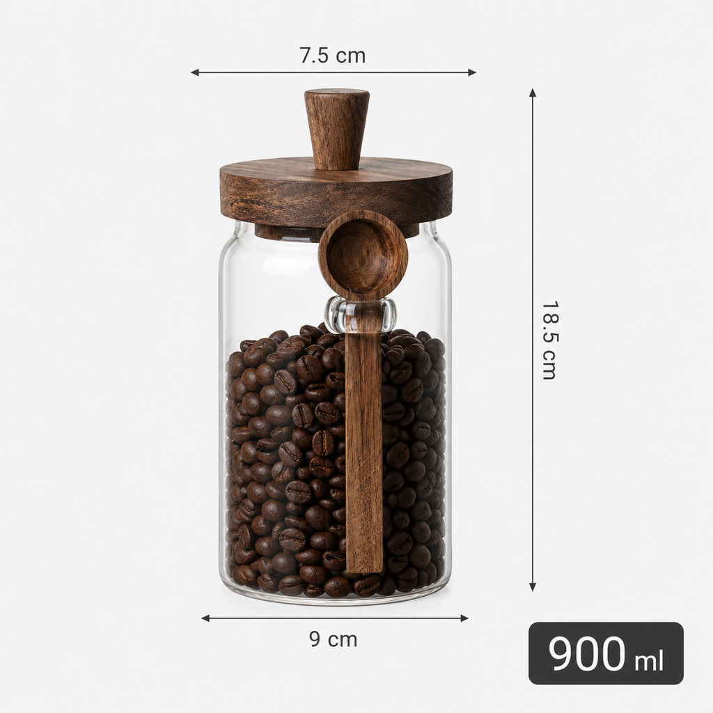 Bocal en Verre avec Couvercle en Bois