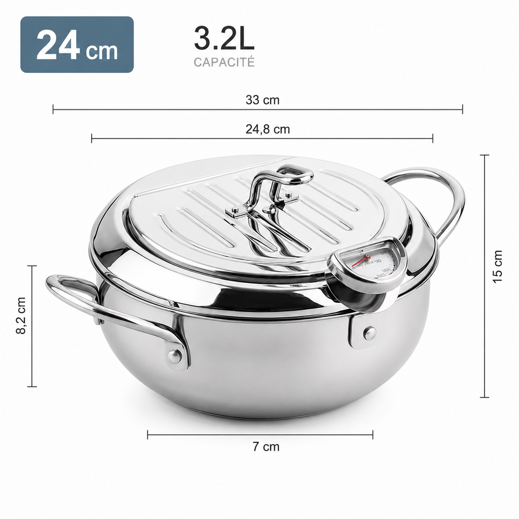 Friteuse en Inox avec Thermomètre