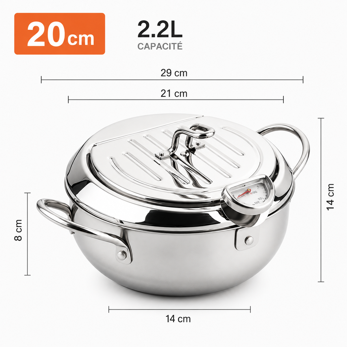 Friteuse en Inox avec Thermomètre