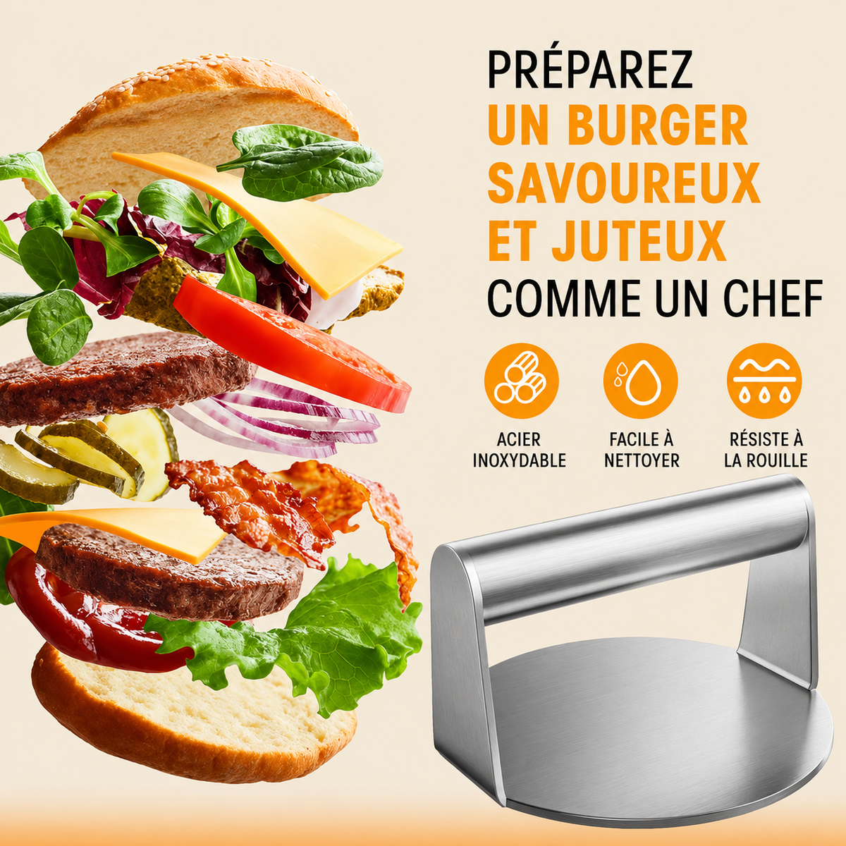 Presse à Burger en Inox
