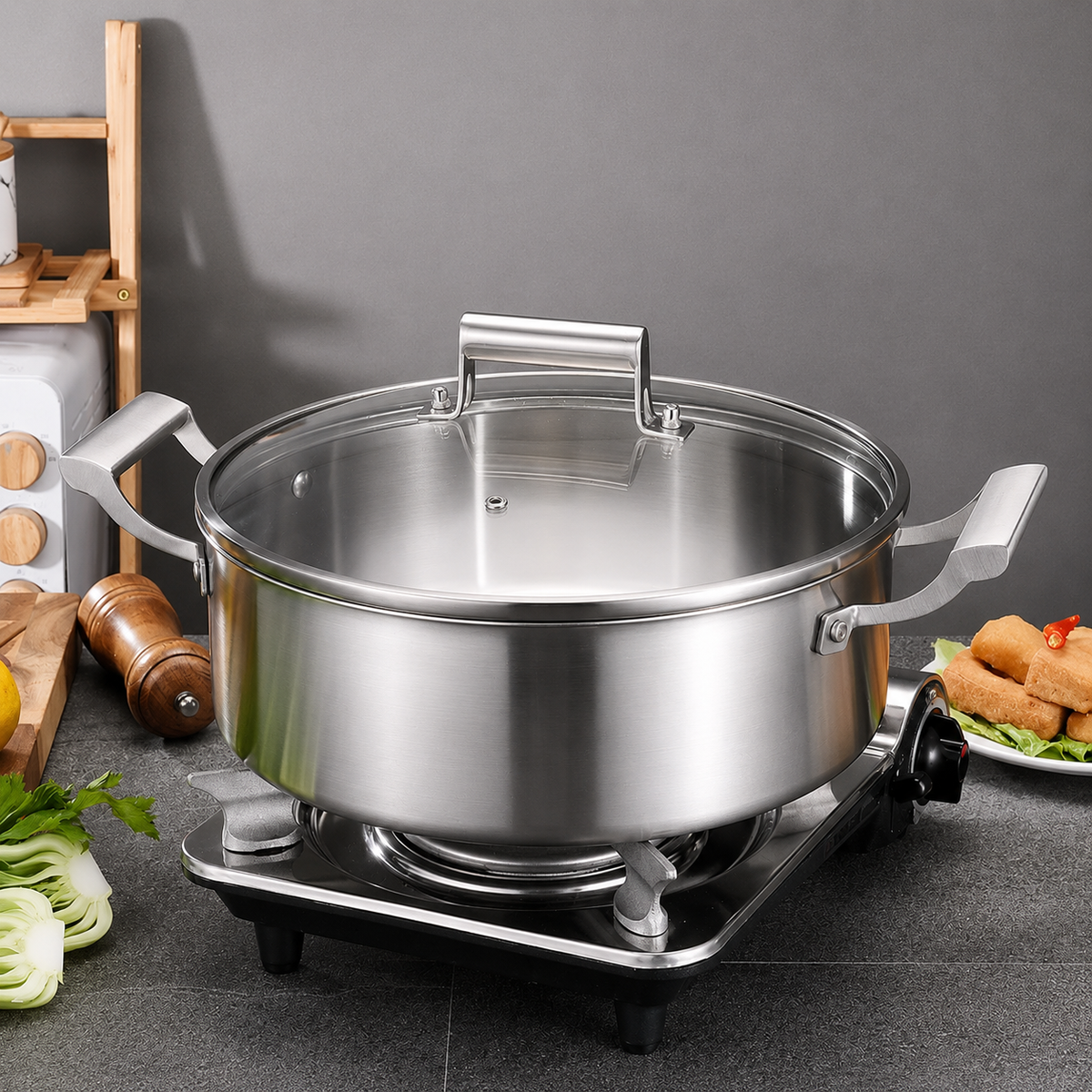Faitout en Inox avec Couvercle en Verre