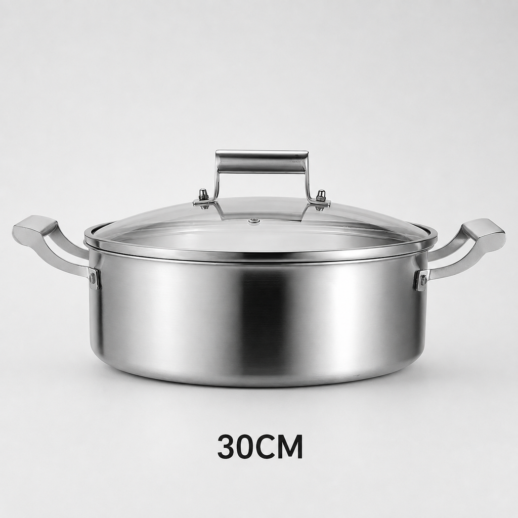 Faitout en Inox avec Couvercle en Verre