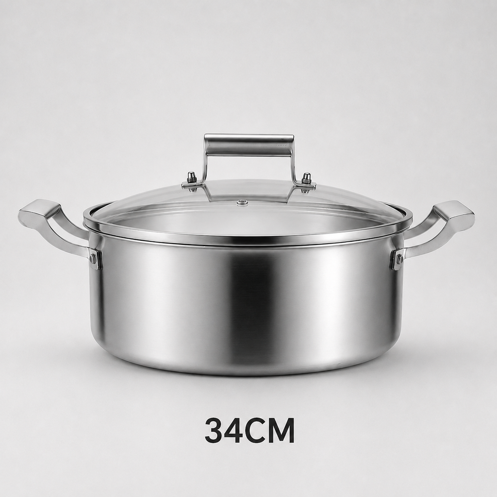 Faitout en Inox avec Couvercle en Verre