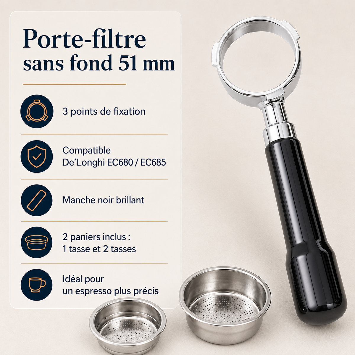 Porte-Filtre Sans Fond 51 mm