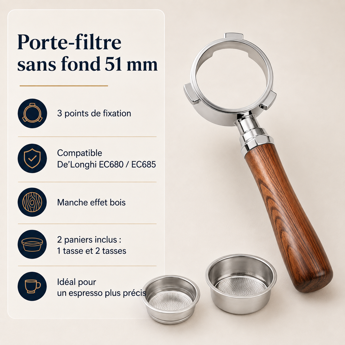 Porte-Filtre Sans Fond 51 mm