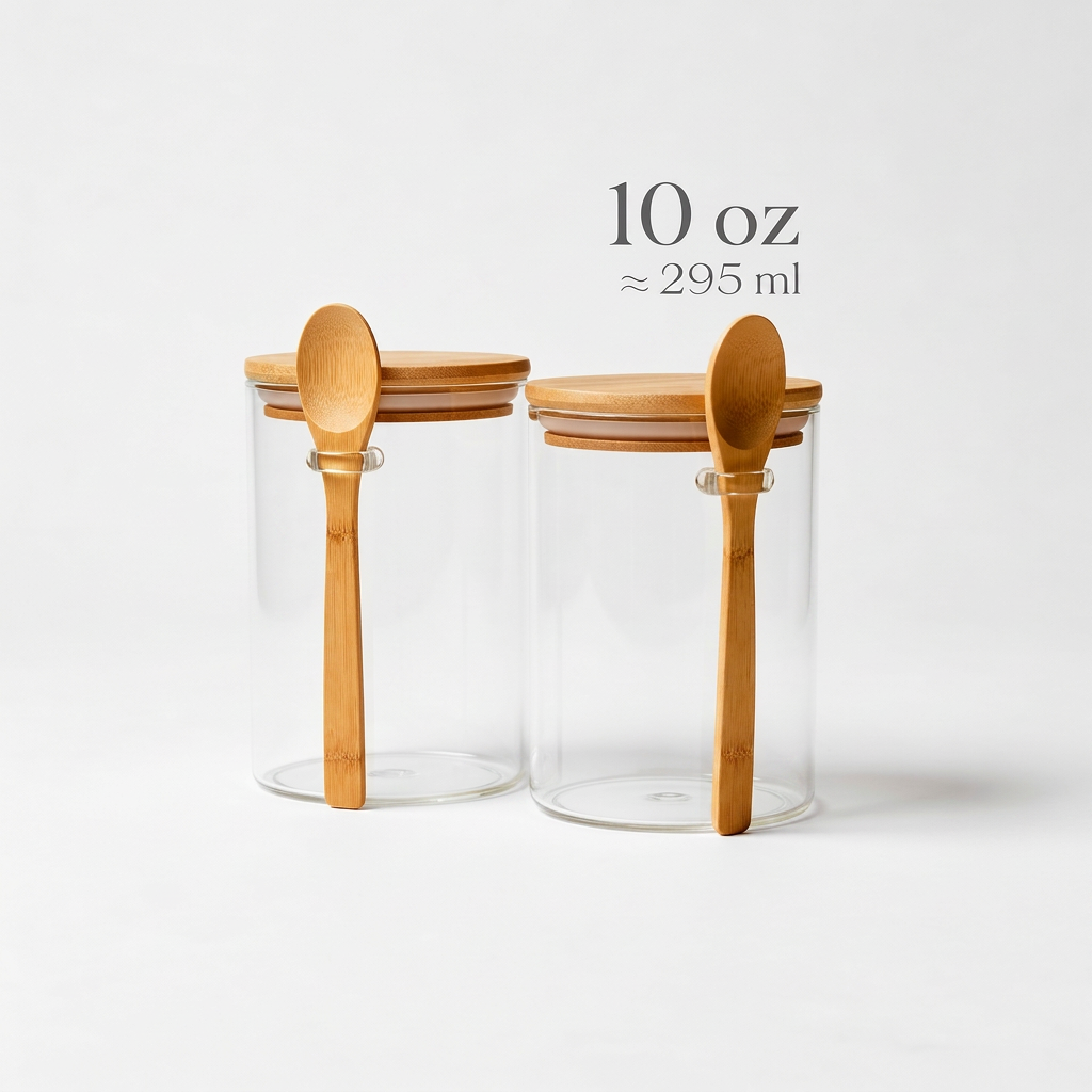 Bocaux en verre avec couvercles en bambou